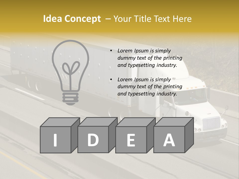 White Semi Truck On The Highway PowerPoint Template