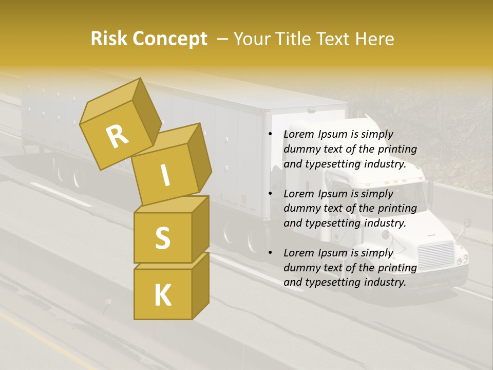 White Semi Truck On The Highway PowerPoint Template