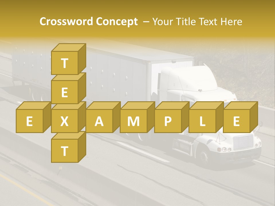 White Semi Truck On The Highway PowerPoint Template