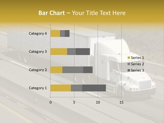 White Semi Truck On The Highway PowerPoint Template