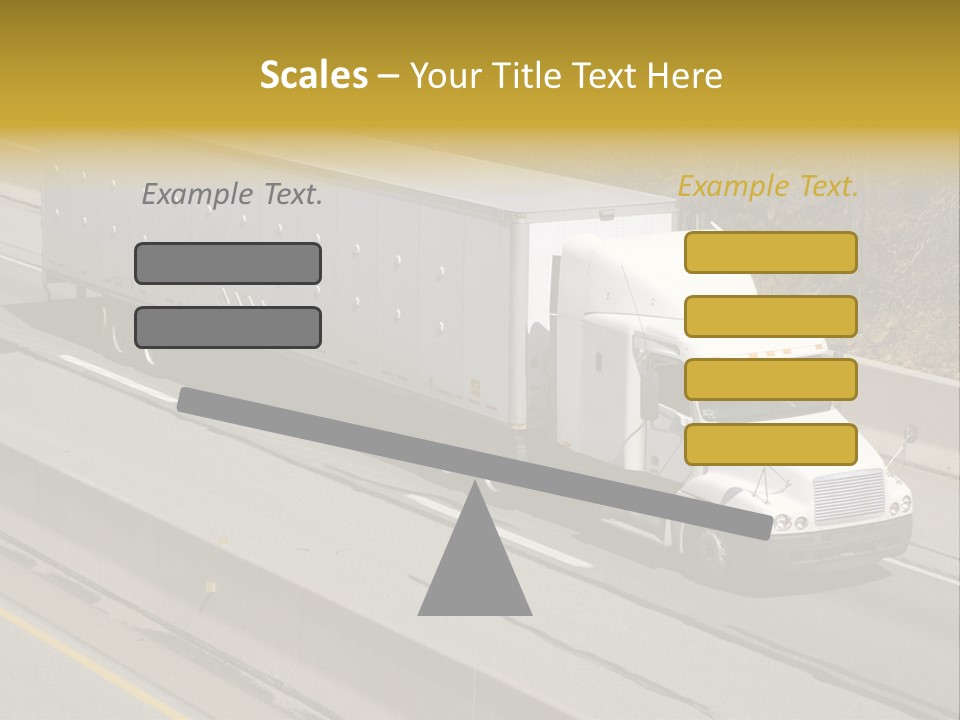 White Semi Truck On The Highway PowerPoint Template
