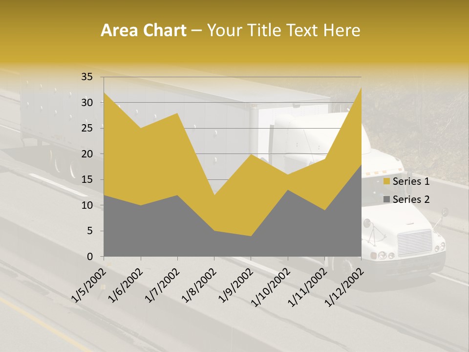 White Semi Truck On The Highway PowerPoint Template