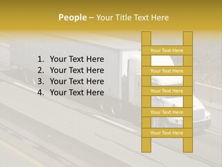 White Semi Truck On The Highway PowerPoint Template