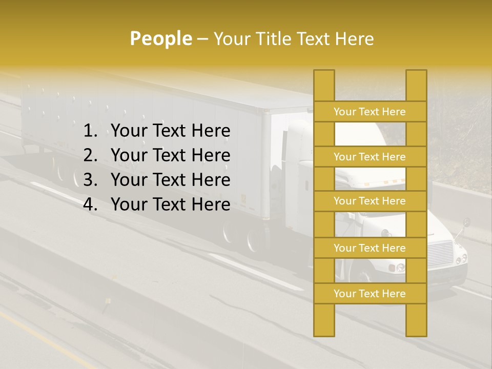 White Semi Truck On The Highway PowerPoint Template