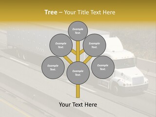 White Semi Truck On The Highway PowerPoint Template