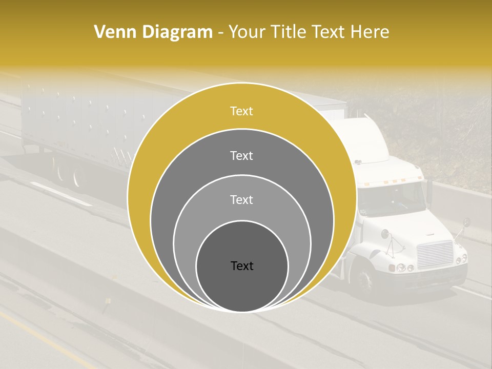 White Semi Truck On The Highway PowerPoint Template