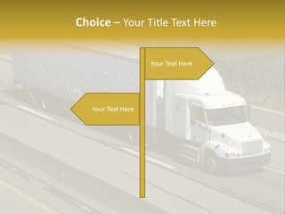 White Semi Truck On The Highway PowerPoint Template