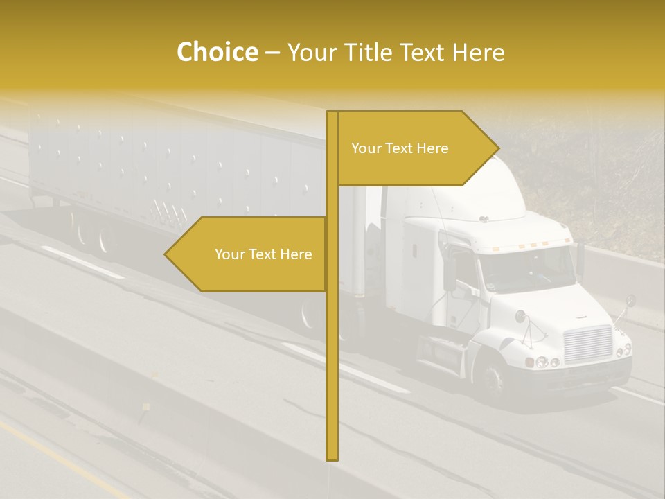 White Semi Truck On The Highway PowerPoint Template