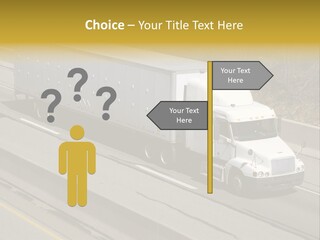 White Semi Truck On The Highway PowerPoint Template