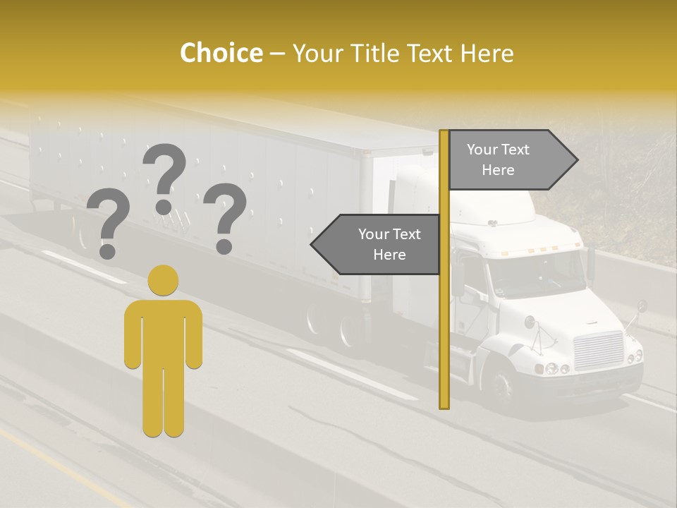 White Semi Truck On The Highway PowerPoint Template