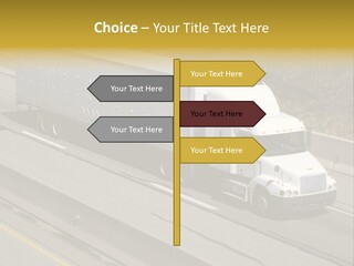 White Semi Truck On The Highway PowerPoint Template