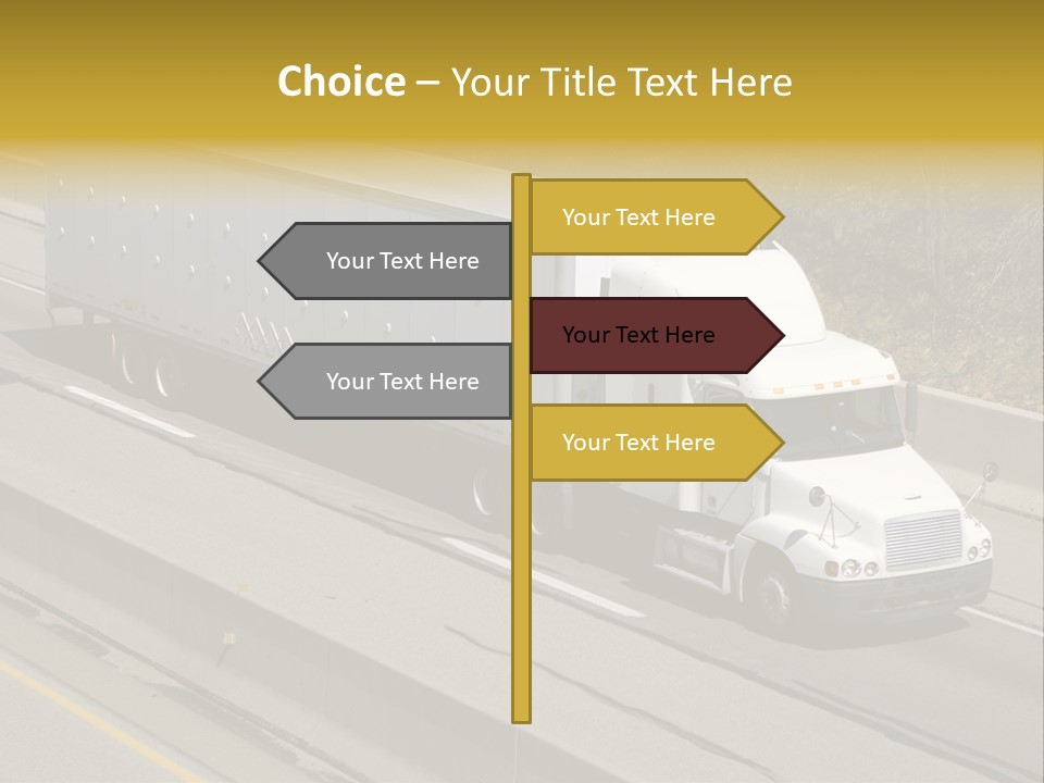 White Semi Truck On The Highway PowerPoint Template