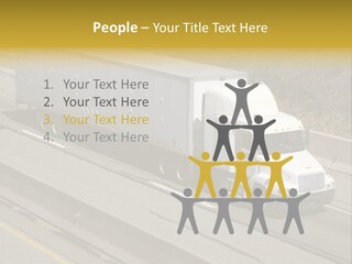 White Semi Truck On The Highway PowerPoint Template