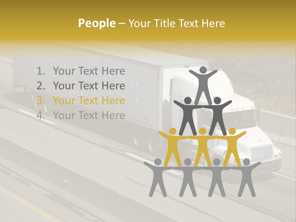 White Semi Truck On The Highway PowerPoint Template