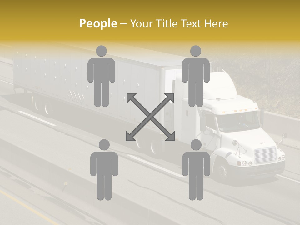 White Semi Truck On The Highway PowerPoint Template
