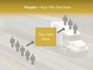 White Semi Truck On The Highway PowerPoint Template
