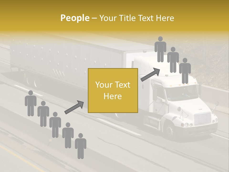 White Semi Truck On The Highway PowerPoint Template