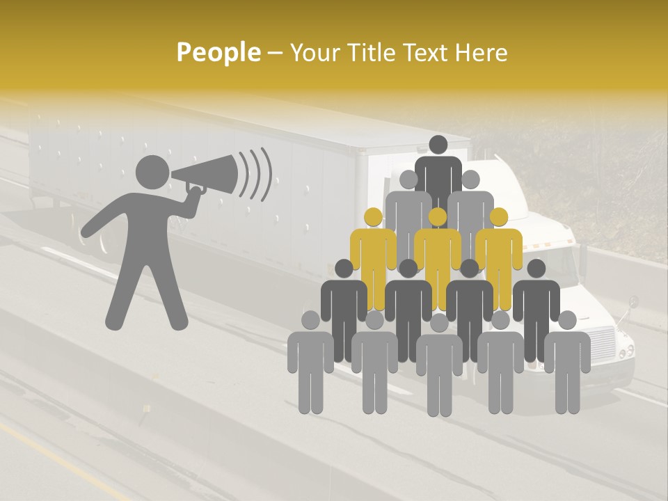 White Semi Truck On The Highway PowerPoint Template