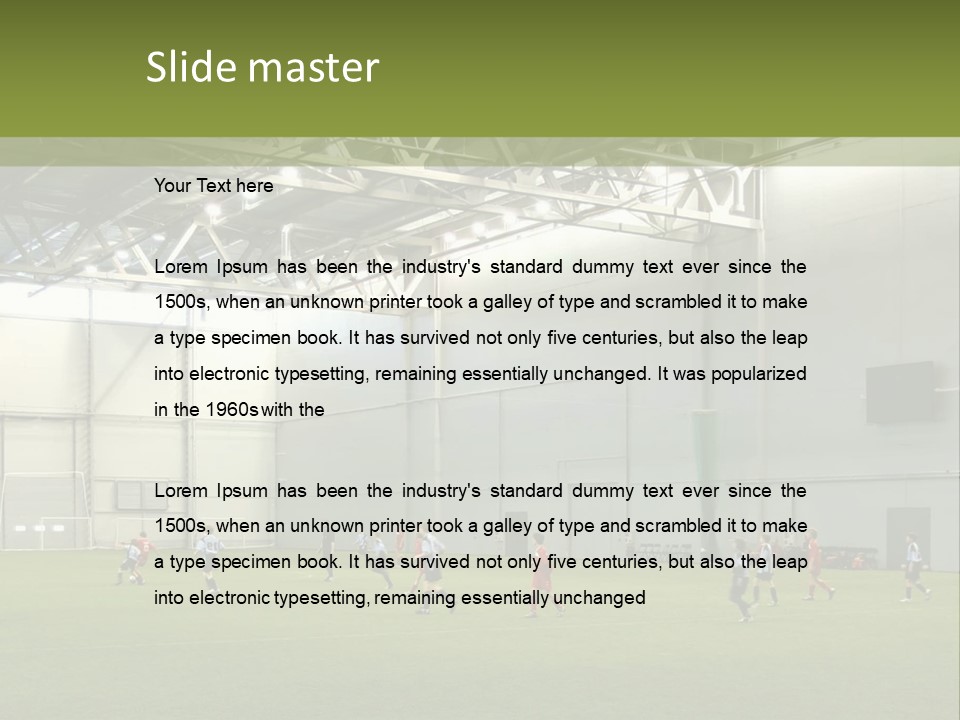 Game Of Football In Indoor Hall PowerPoint Template