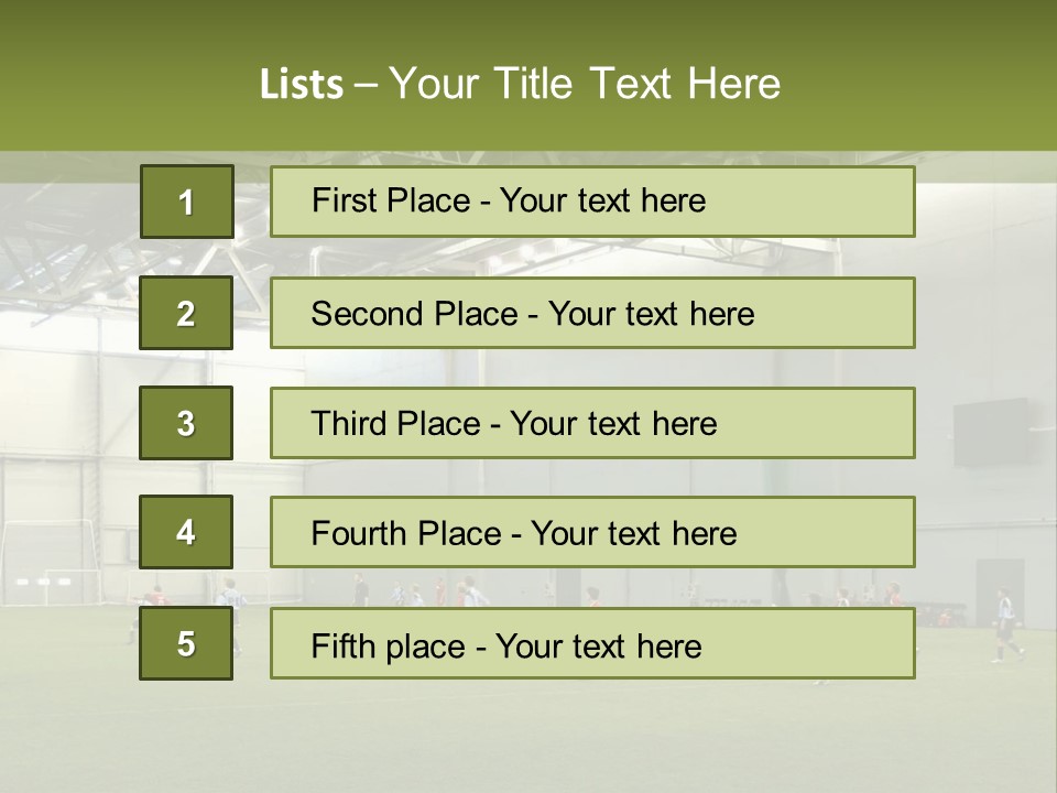 Game Of Football In Indoor Hall PowerPoint Template