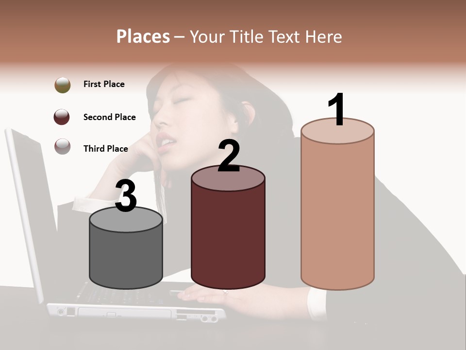 Young Businesswoman Asleep At Her Computer PowerPoint Template