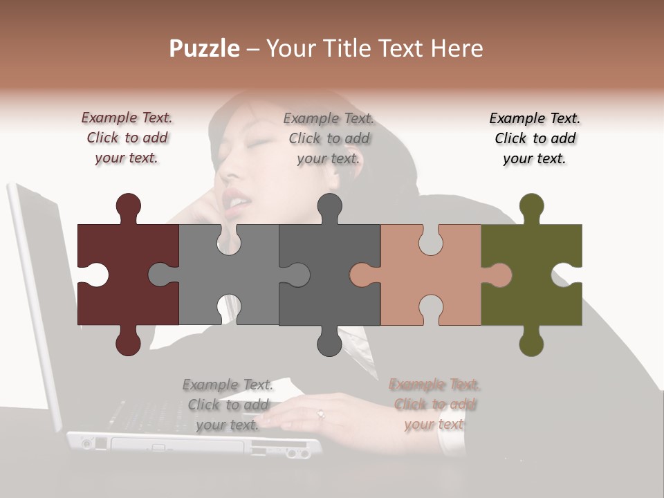 Young Businesswoman Asleep At Her Computer PowerPoint Template