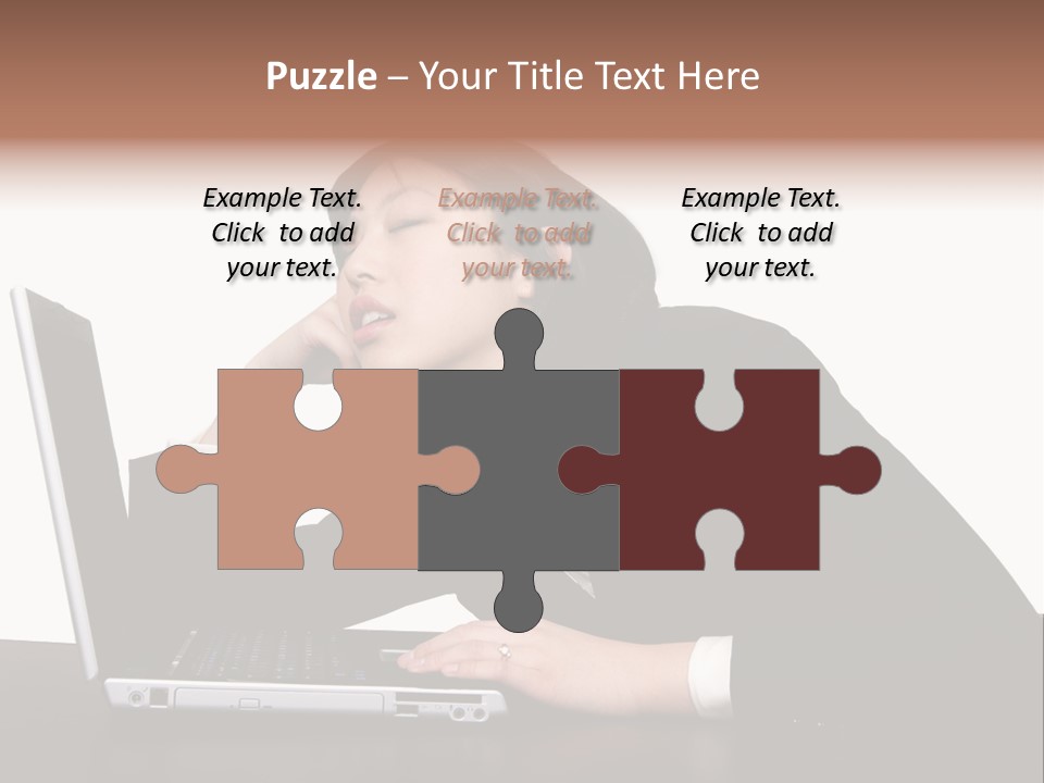 Young Businesswoman Asleep At Her Computer PowerPoint Template