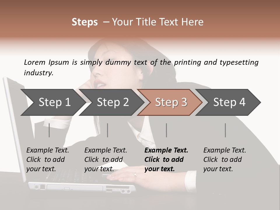 Young Businesswoman Asleep At Her Computer PowerPoint Template