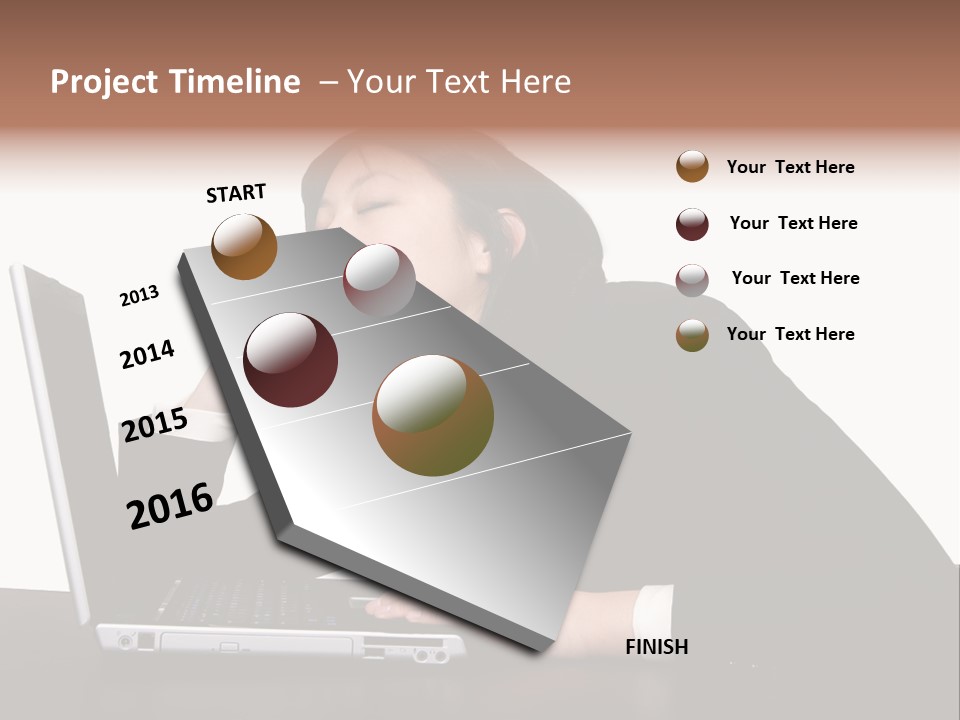 Young Businesswoman Asleep At Her Computer PowerPoint Template