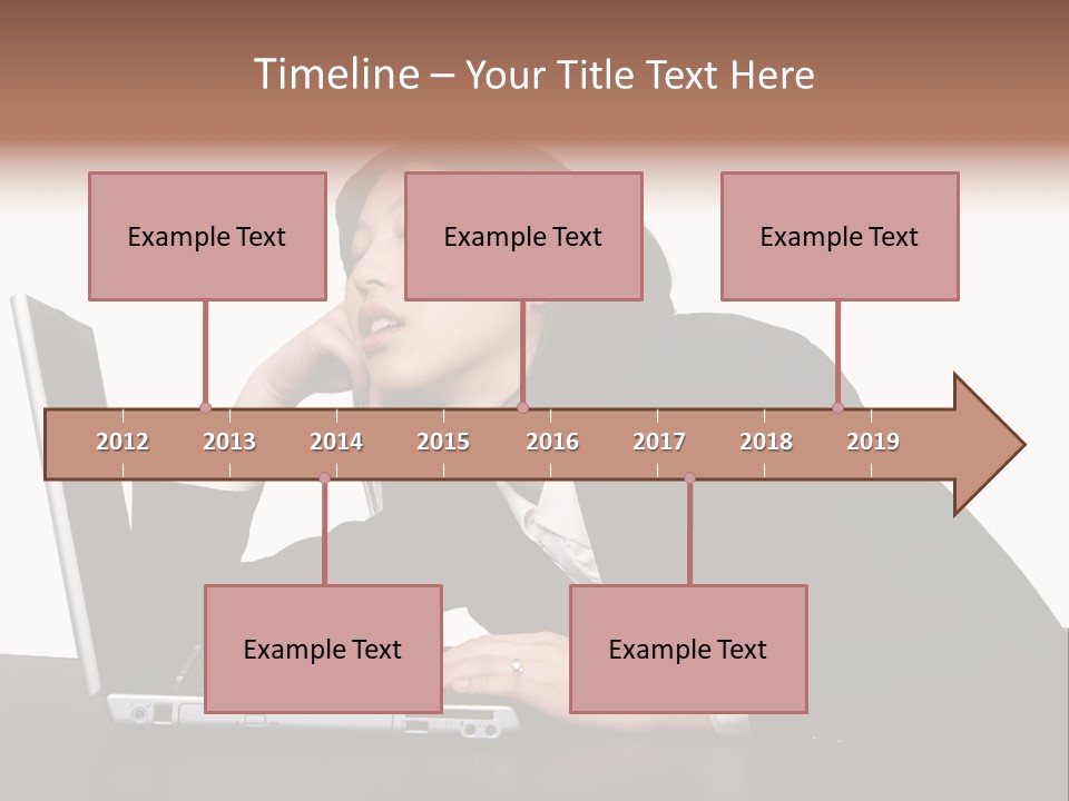 Young Businesswoman Asleep At Her Computer PowerPoint Template