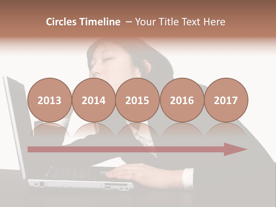 Young Businesswoman Asleep At Her Computer PowerPoint Template