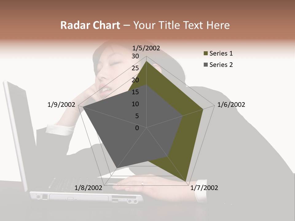 Young Businesswoman Asleep At Her Computer PowerPoint Template