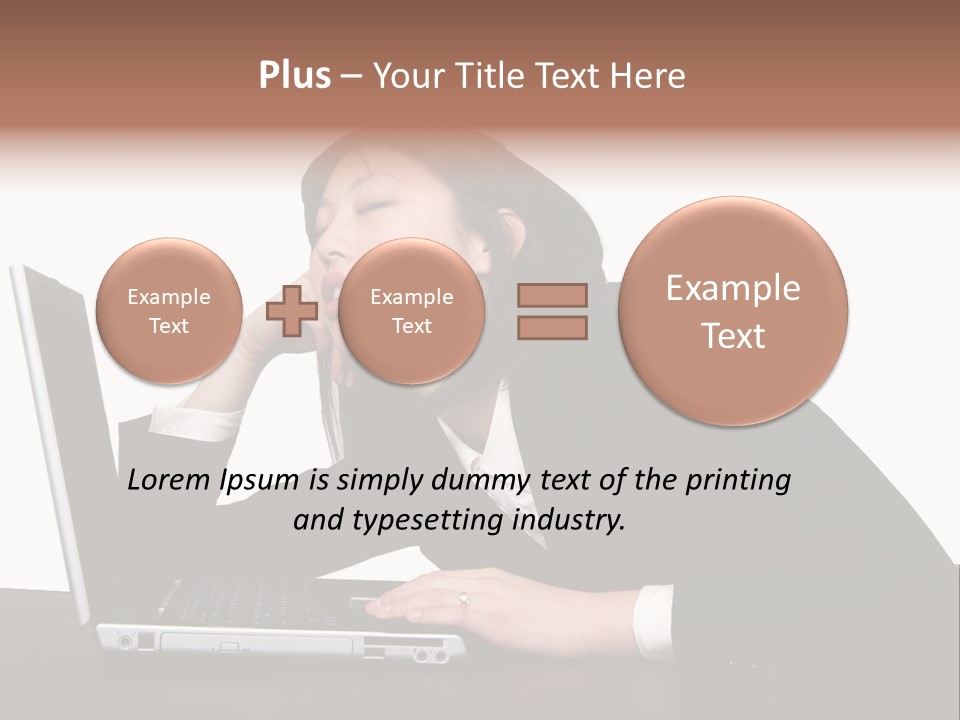 Young Businesswoman Asleep At Her Computer PowerPoint Template