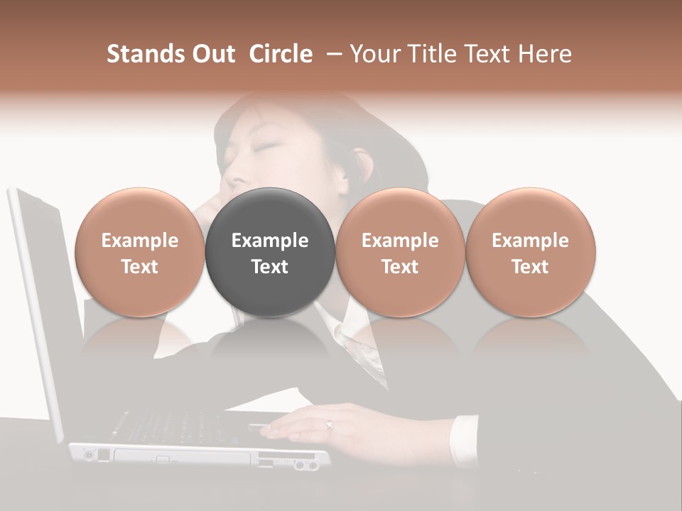 Young Businesswoman Asleep At Her Computer PowerPoint Template