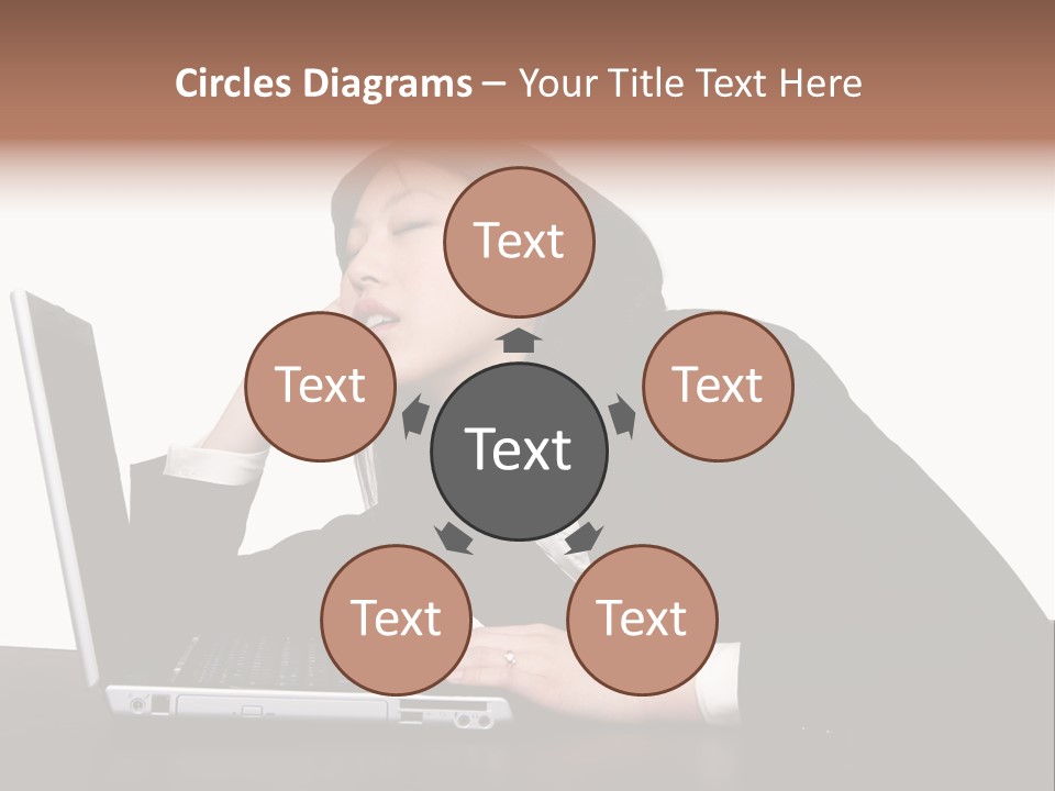 Young Businesswoman Asleep At Her Computer PowerPoint Template