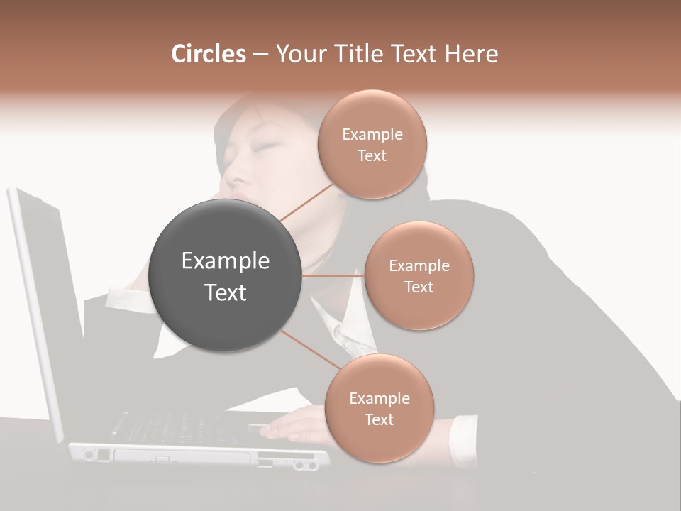 Young Businesswoman Asleep At Her Computer PowerPoint Template