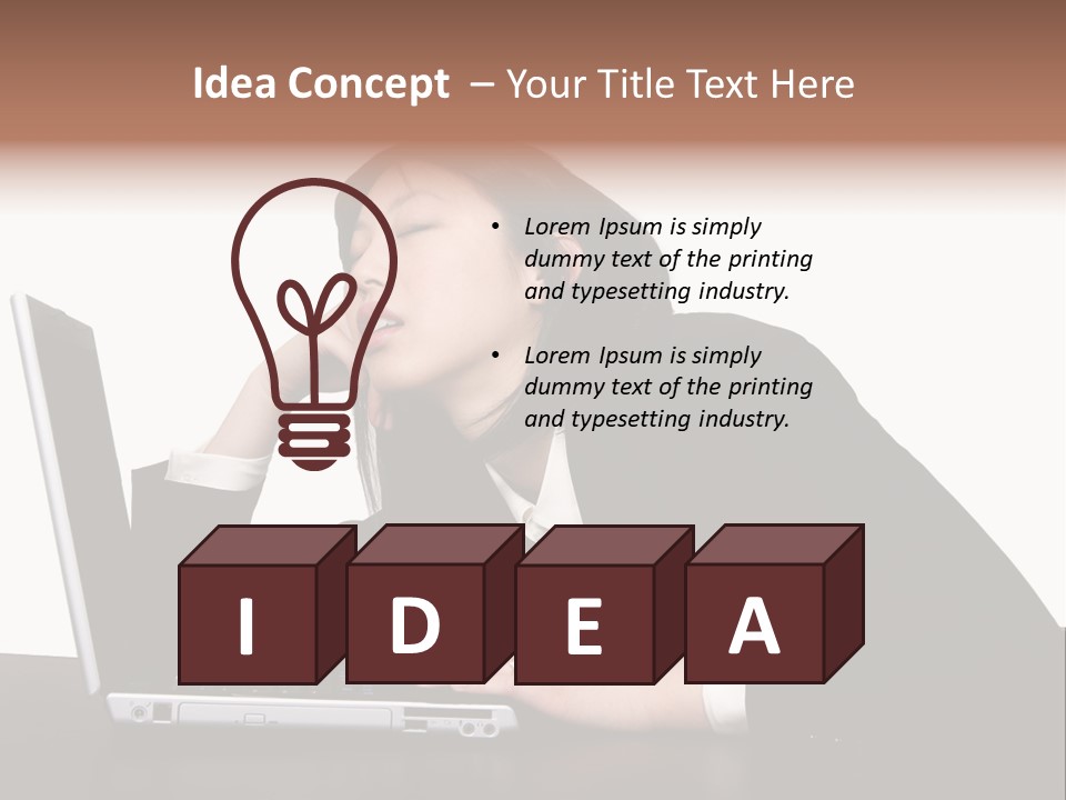 Young Businesswoman Asleep At Her Computer PowerPoint Template