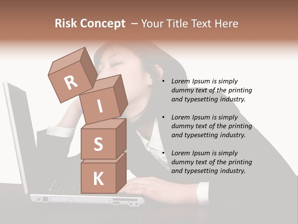 Young Businesswoman Asleep At Her Computer PowerPoint Template