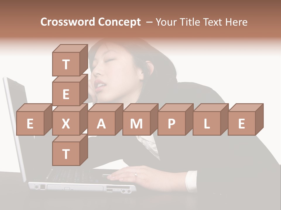 Young Businesswoman Asleep At Her Computer PowerPoint Template