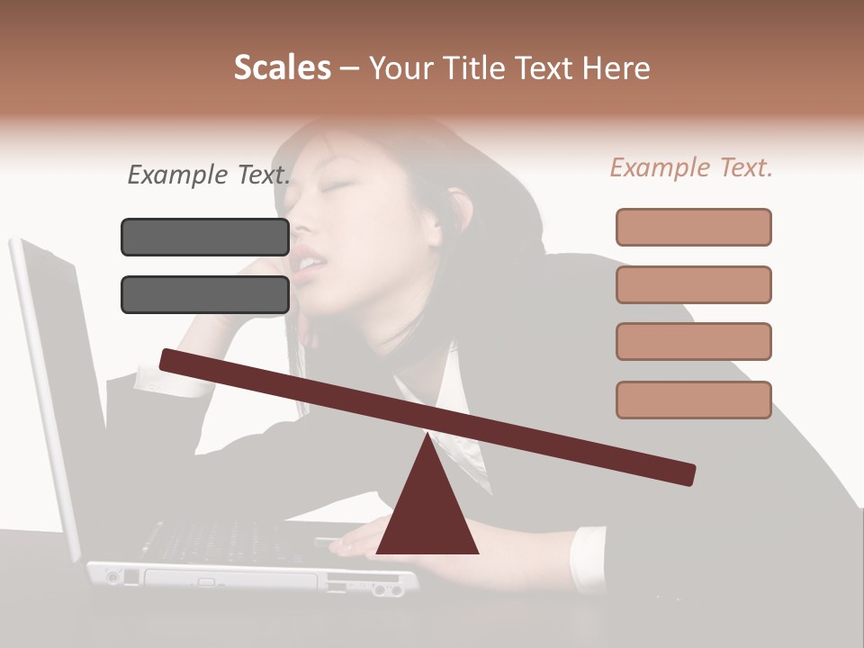 Young Businesswoman Asleep At Her Computer PowerPoint Template