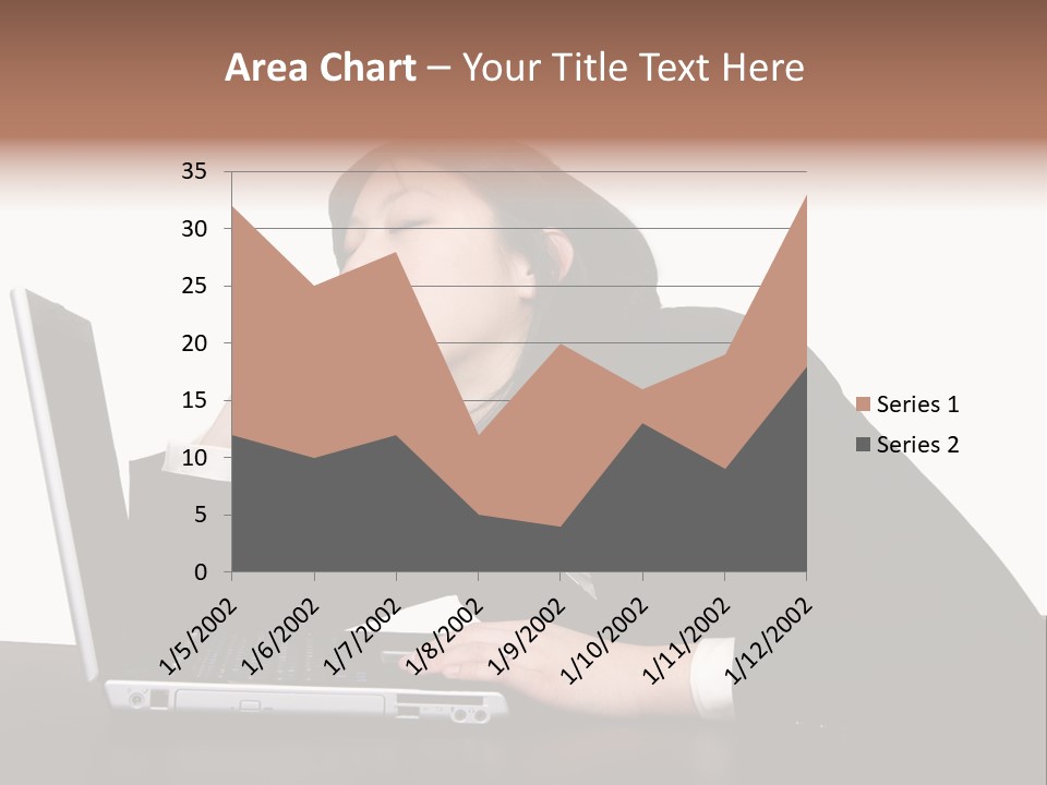 Young Businesswoman Asleep At Her Computer PowerPoint Template