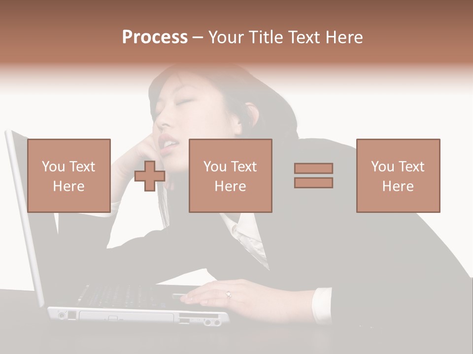 Young Businesswoman Asleep At Her Computer PowerPoint Template