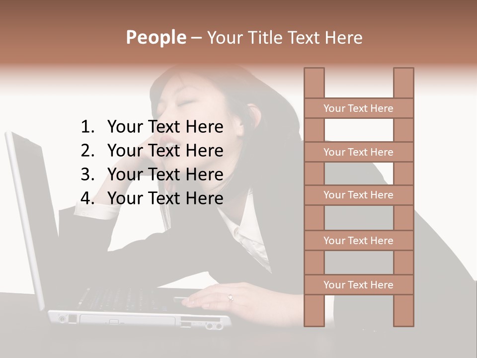 Young Businesswoman Asleep At Her Computer PowerPoint Template