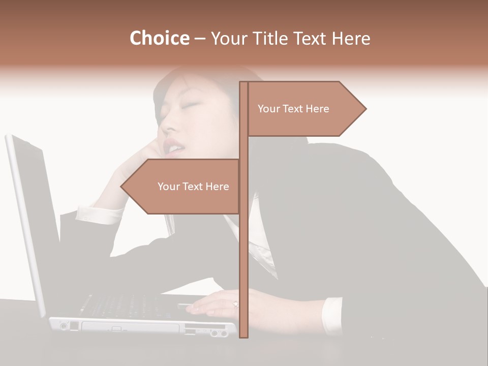 Young Businesswoman Asleep At Her Computer PowerPoint Template