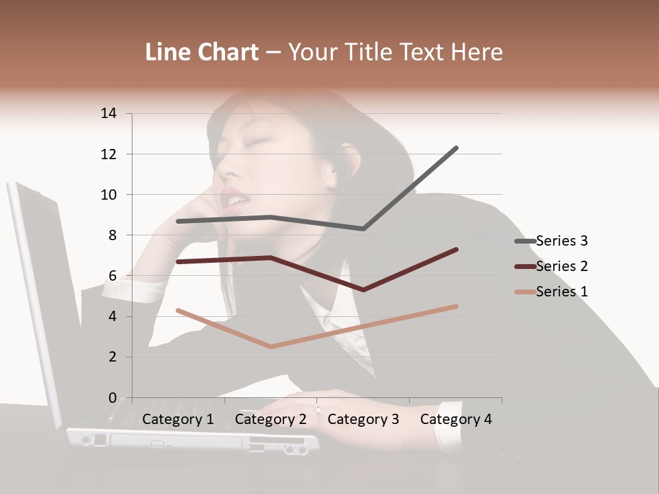 Young Businesswoman Asleep At Her Computer PowerPoint Template