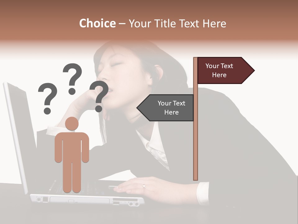 Young Businesswoman Asleep At Her Computer PowerPoint Template