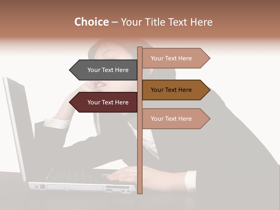 Young Businesswoman Asleep At Her Computer PowerPoint Template