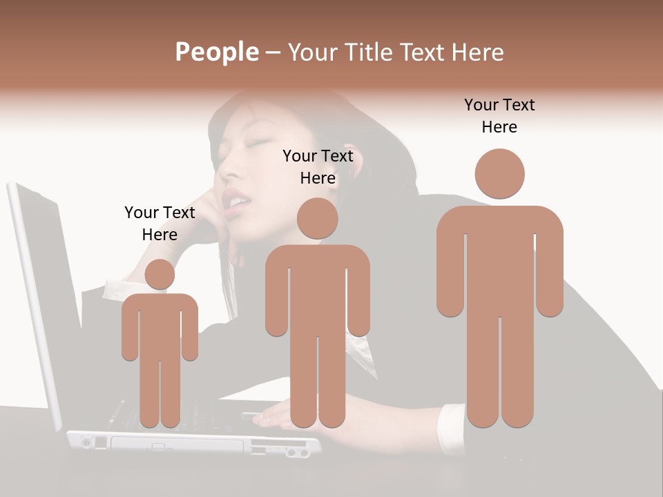 Young Businesswoman Asleep At Her Computer PowerPoint Template