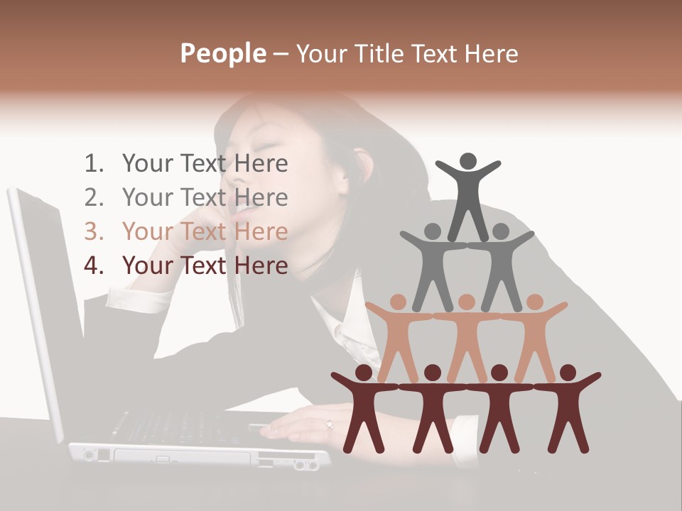 Young Businesswoman Asleep At Her Computer PowerPoint Template