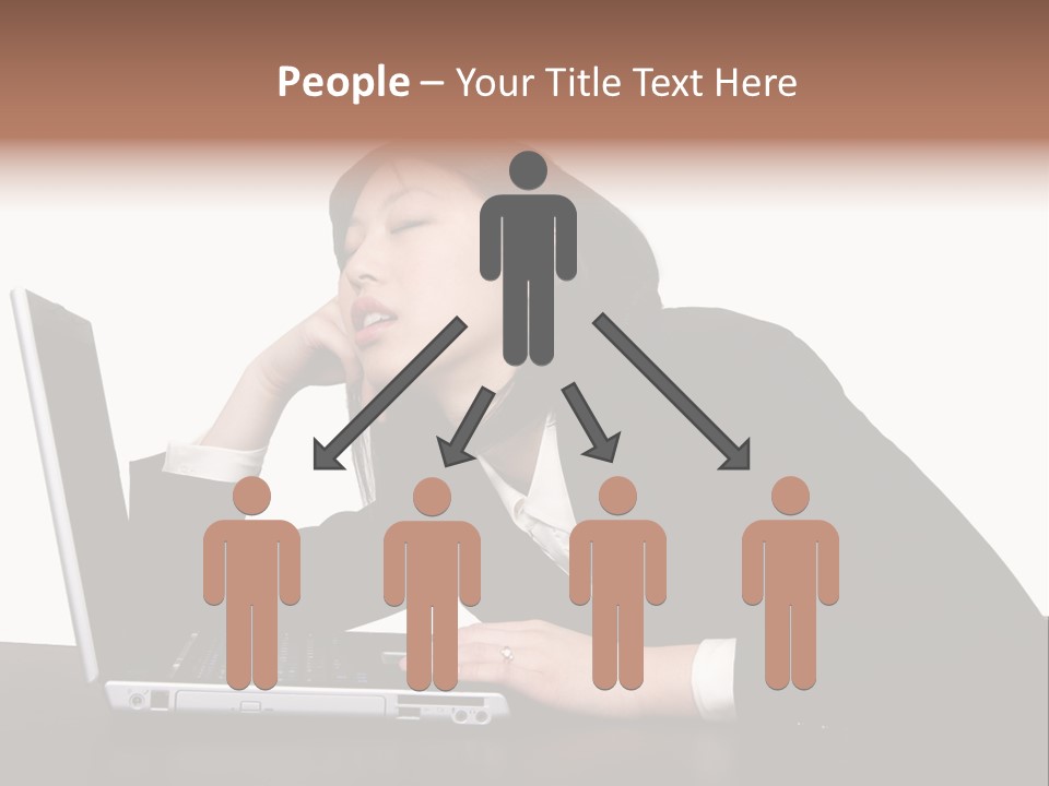 Young Businesswoman Asleep At Her Computer PowerPoint Template